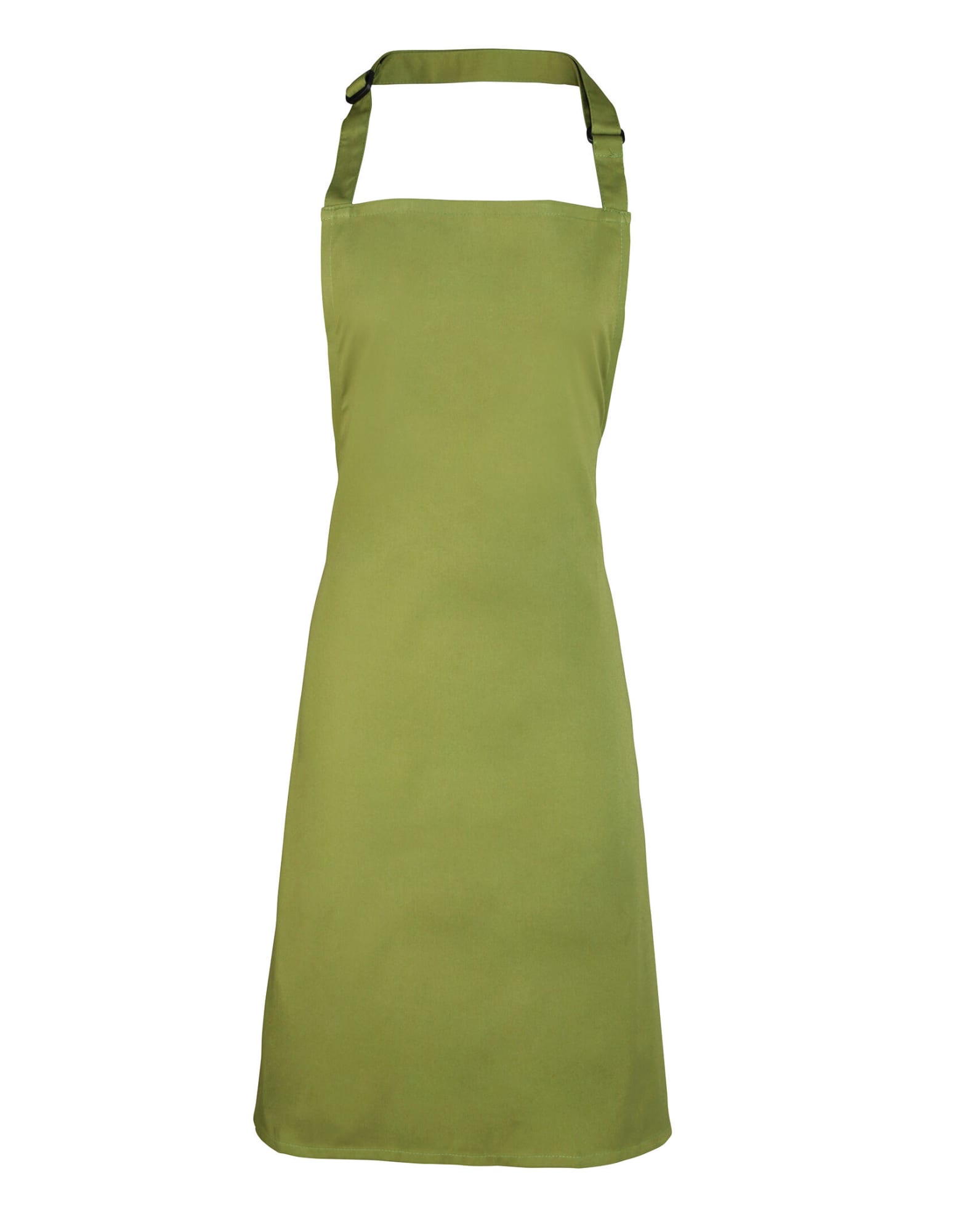 A plain green bib apron with an adjustable neck strap. It has a simple design and no visible branding. Colours Bib Apron - Image 1
