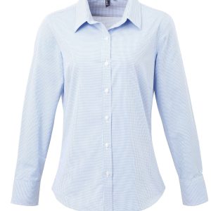 Womens Microcheck L-S Cotton Shirt