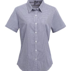 Womens Microcheck S-S Cotton Shirt