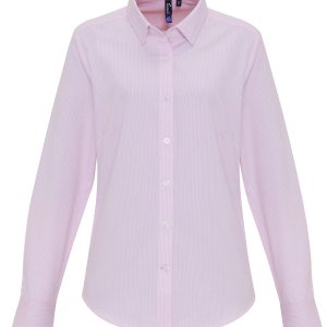 Womens Cotton-Rich Oxford Stripes Blouse