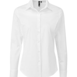 Womens Stretch Fit Cotton Poplin L-S Blouse