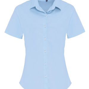Womens Stretch Fit Cotton Poplin S-S Blouse