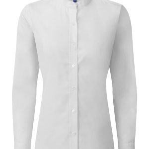 Womens Banded Collar Grandad Shirt