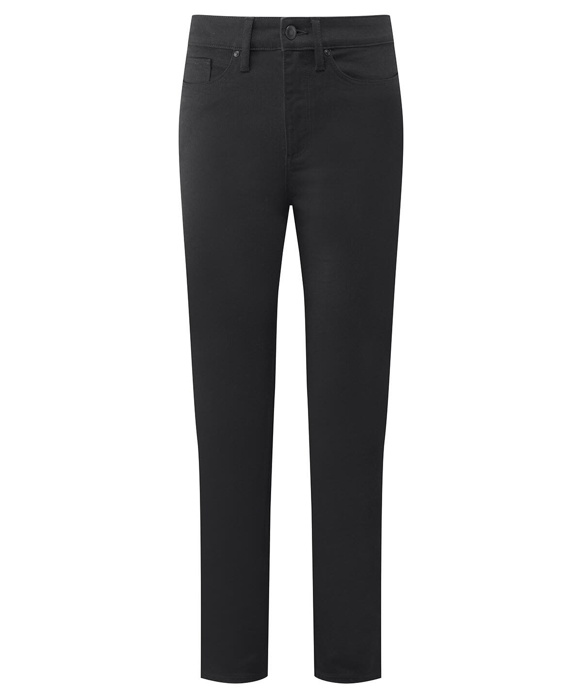 Black straight-leg jeans with a classic five-pocket design and a logo on the waistband. Women's Workready Straight-Leg Jeans - Image 1