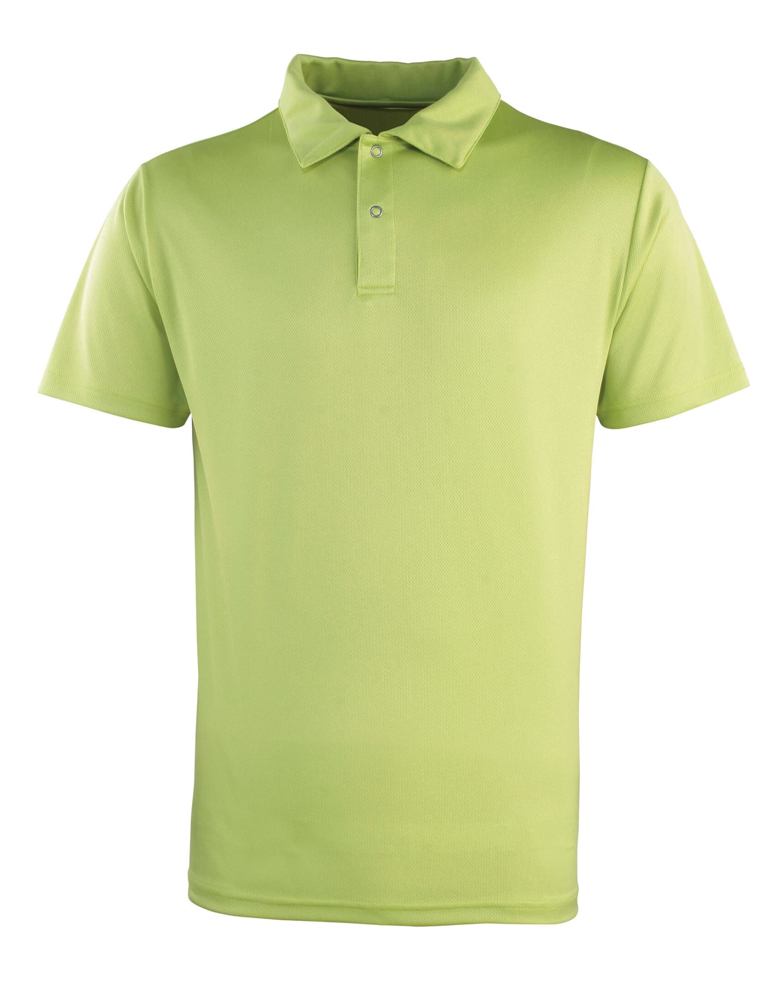 A light green polo shirt with a two-button collar and a logo on the chest. Coolchecker Studded Polo - Image 1