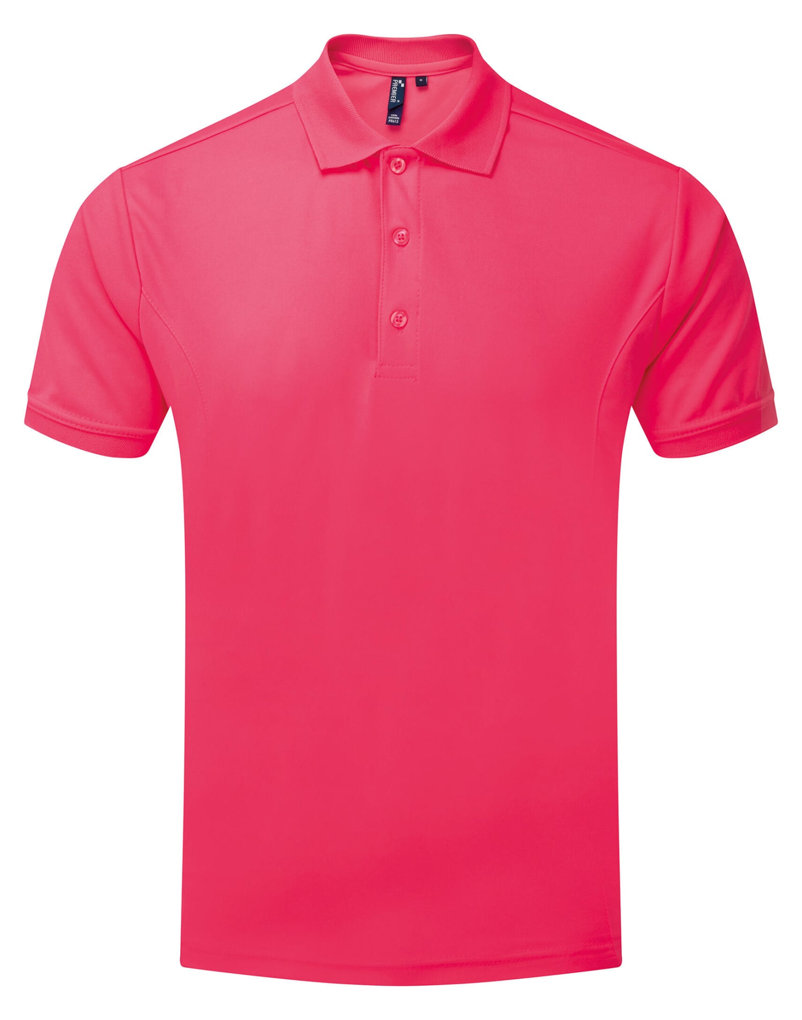 A pink polo shirt with a classic collar and three buttons, featuring a logo. Coolchecker Pique Polo - Image 1