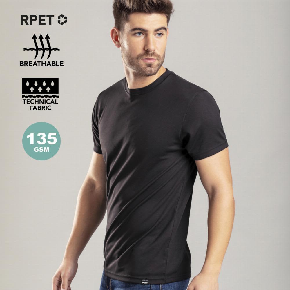 A black, breathable T-shirt made from technical fabric, featuring a fitted design and a logo. Tecnic Markus - Image 1
