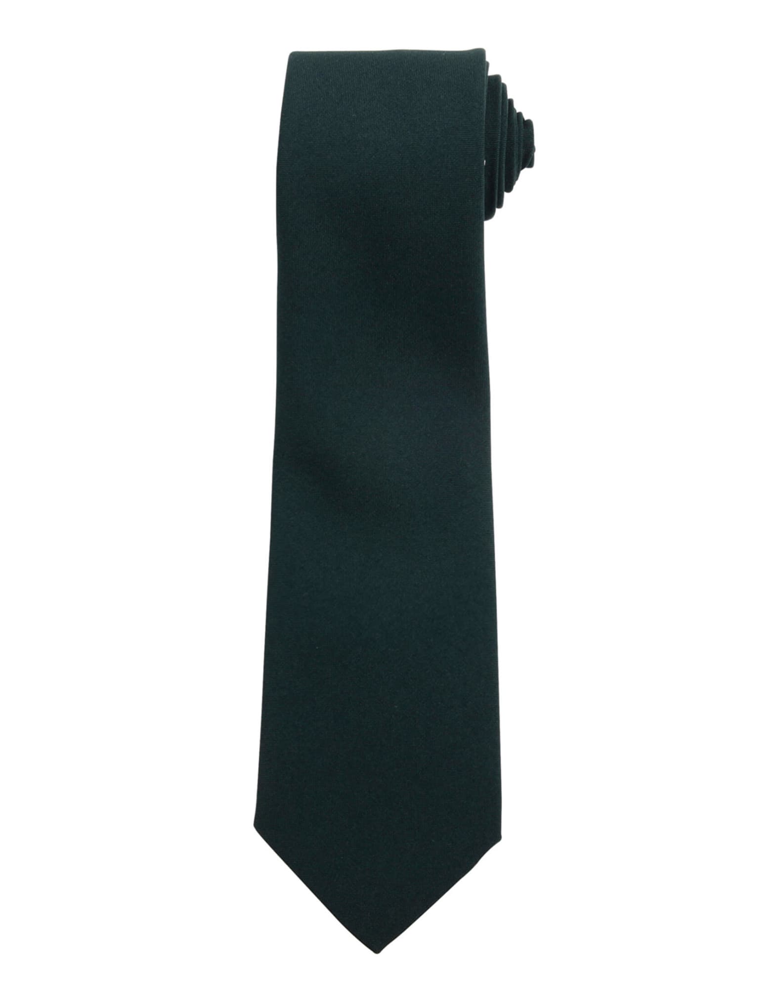 A dark green tie with a slim design, featuring a rolled-up style. It has a simple, elegant look. Work Tie - Image 1
