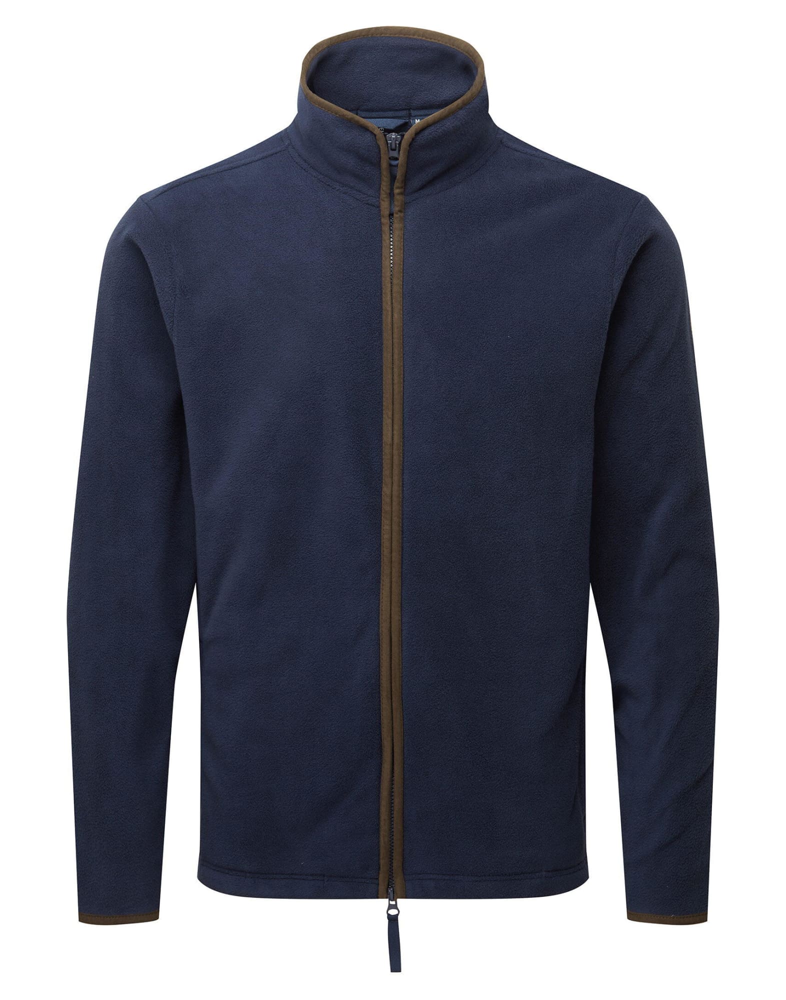 A navy blue polar fleece jacket featuring a zip front and contrasting trim. It has a logo on the chest. Artisan Fleece Jacket - Image 1