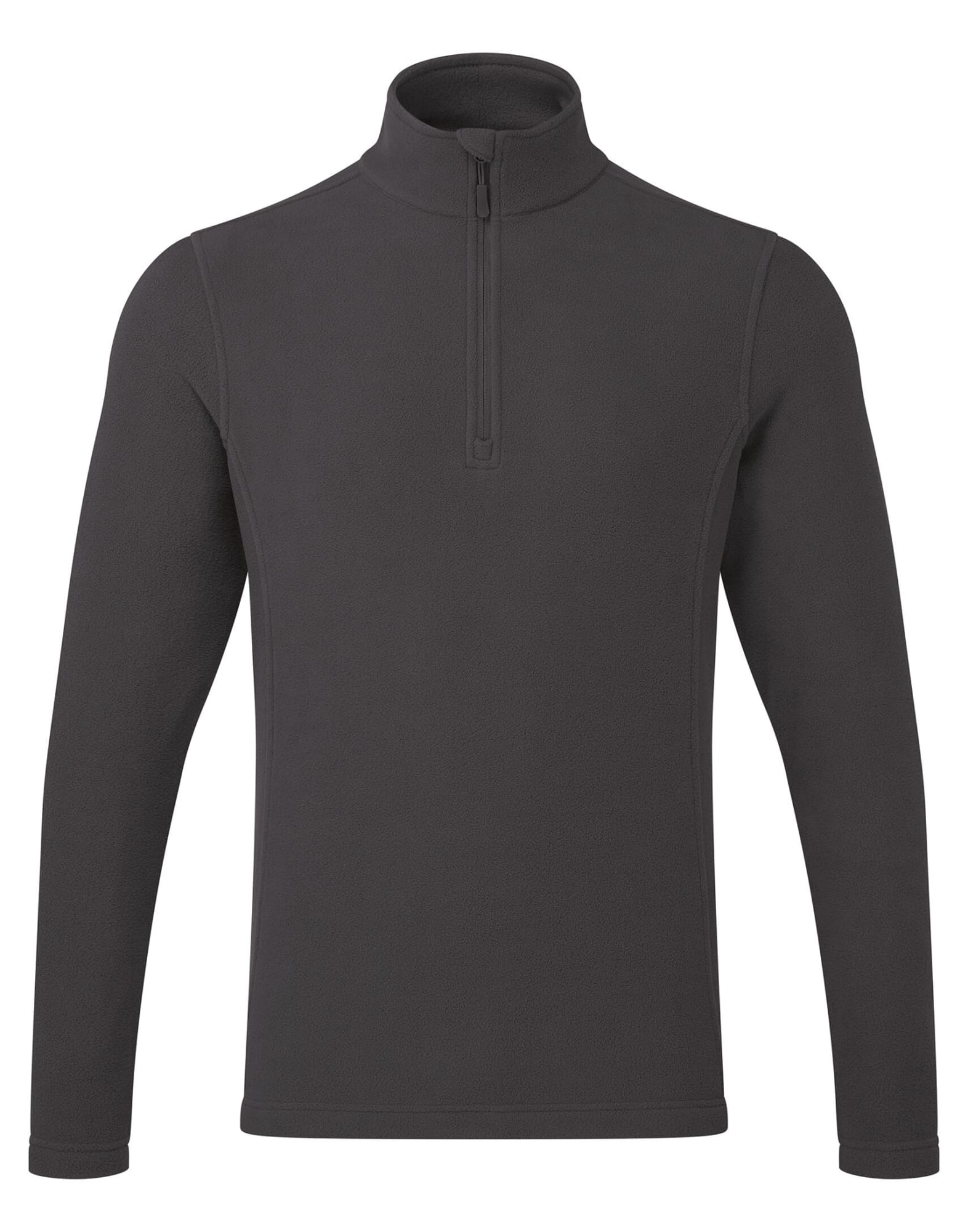 A dark grey microfleece 1/4 zip pullover with long sleeves, featuring a collar and a logo. Recyclight 1/4 Zip Microfleece - Image 1