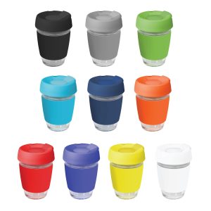 Genova Glass Coffee Cup - 350Ml With Silicon Lid And Band