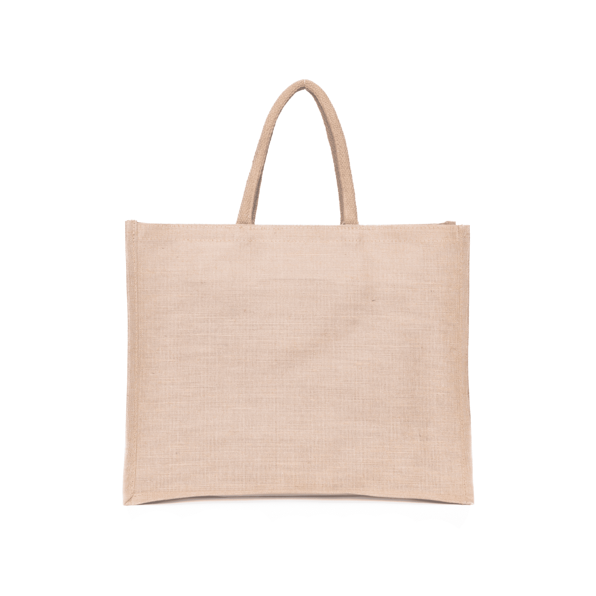 A natural-coloured Juco bag with two handles and a plain design, featuring a logo. Juco Bag - Image 1