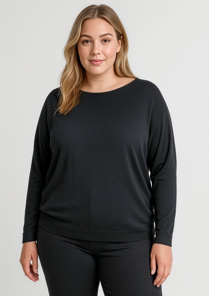 A black batwing sweater top featuring long sleeves and a relaxed fit. Suitable for casual wear. Womens Skye Batwing Sweater Top - Image 1