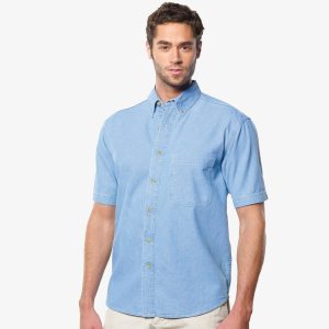 Short Sleeve Cotton Denim Shirt