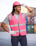 Hi Vis Safety Zip Vest With ID & Utility Pockets