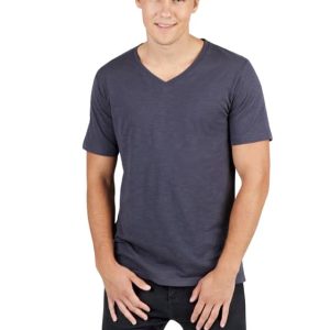 Men's / Unisex Raw Cotton Wave V Neck T-shirt