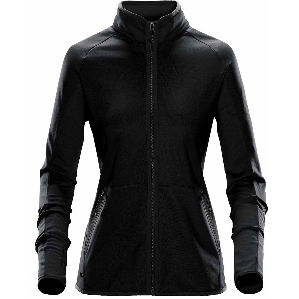 A black women's polar fleece jacket featuring a zip front and zippered pockets, with a branding logo on it. Women's Mistral Fleece Jacket - Image 1
