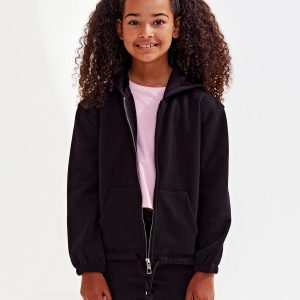 Kids Recycled Cropped Oversize Full-Zip Hoodie