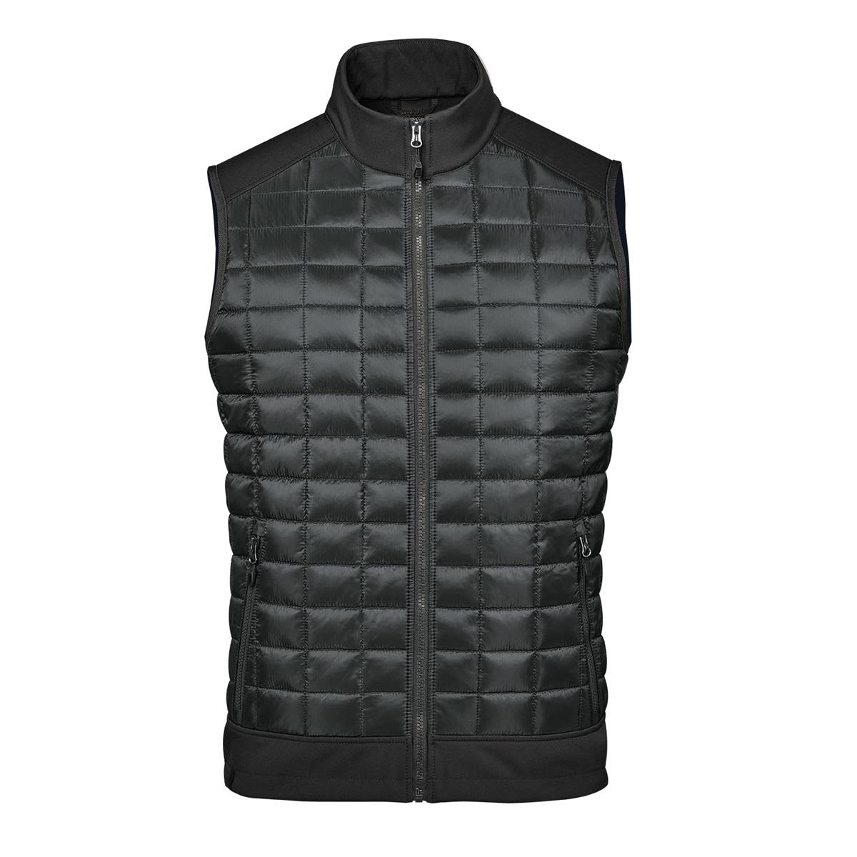 A black thermal softshell vest featuring a quilted design and a full front zip, with a sleek collar and pockets. Men's Appalachian Thermal Softshell Vest - Image 1