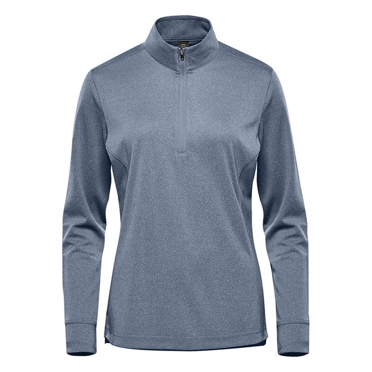 A women's 1/4 zip pullover in grey, featuring long sleeves and a branded logo. Women's Dockyard 1/4 Zip Pullover - Image 1