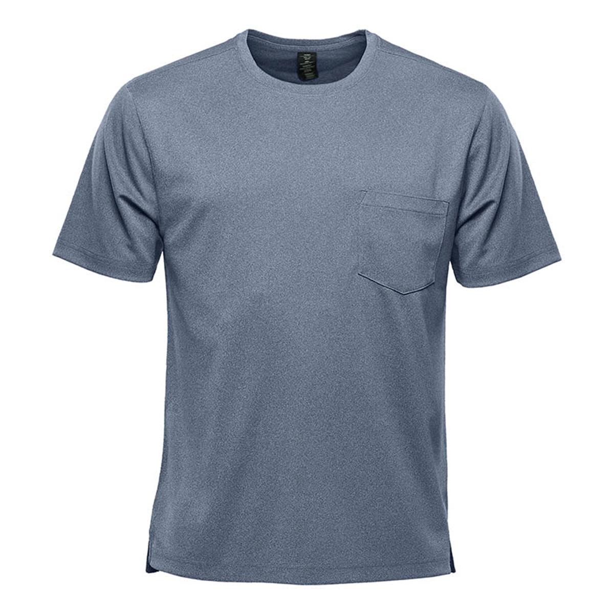 Men's Dockyard Performance Short Sleeve Tee in a blue-grey colour with a chest pocket and a logo. Men's Dockyard Performance Short Sleeve Tee - Image 1