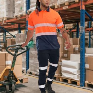 Cotton Stretch Drill Cuffed Work Pants With Tapes
