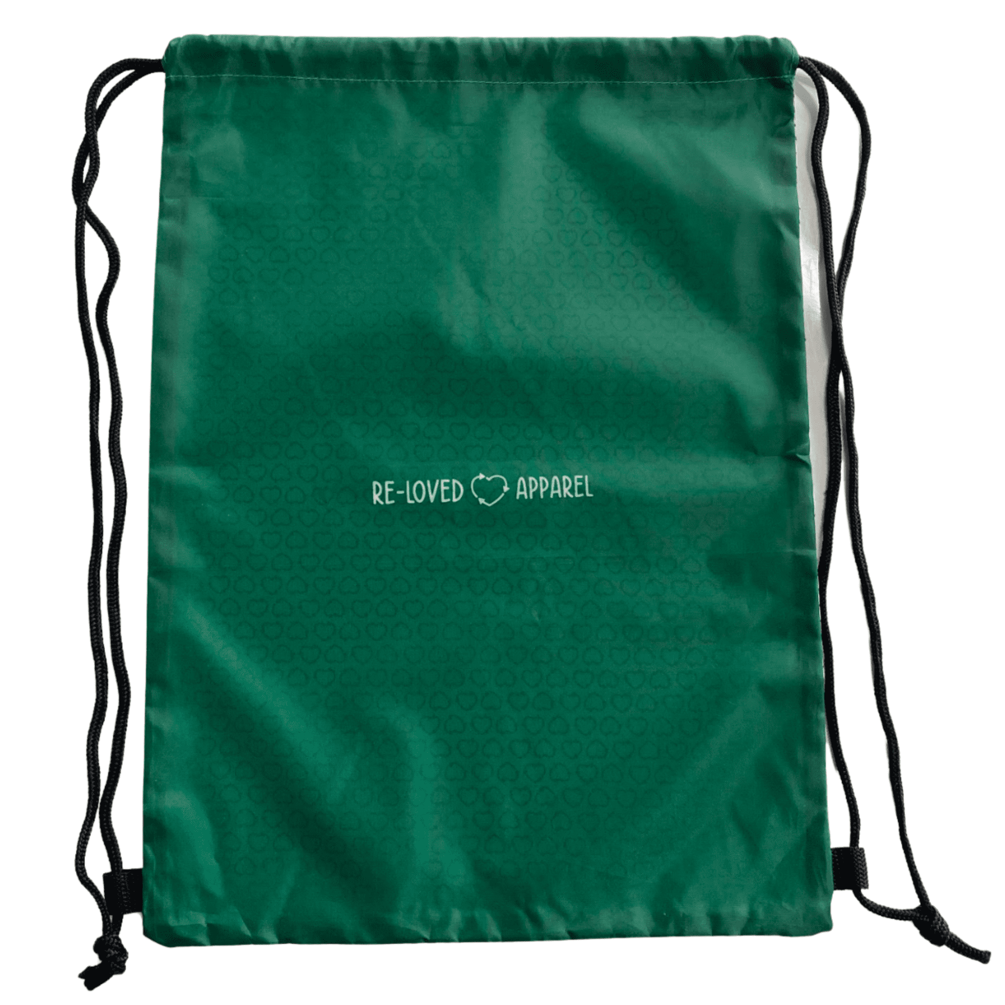 A medium green drawstring backpack made from recycled materials, featuring a logo. Yamba rPET Drawstring Backpack - Medium - Image 1