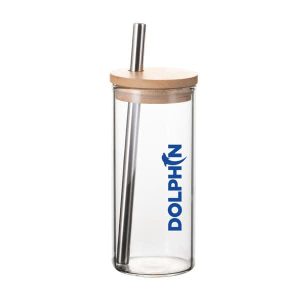 20 oz. Can Glass With Silver Straw