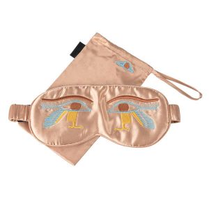 Embroidered Stain Silk Eye Mask With Bag