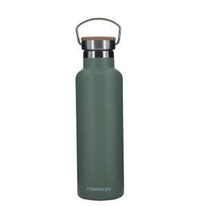 17 oz. Insulated Bottle With Bamboo Lid Metal Handle
