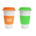Ceramic Mug With Silicone Lid And Sleeve