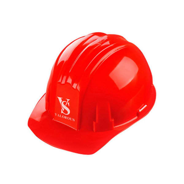 A red ABS work safety helmet with a logo on the front, designed for safety wear applications. Customized ABS Work Safety Helmet - Image 1