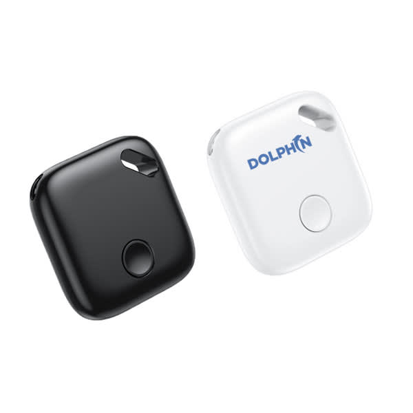 A black and a white Smart Wireless GPS Tracker, featuring a button and a branding logo on the white unit. Smart Wireless GPS Tracker - Image 1