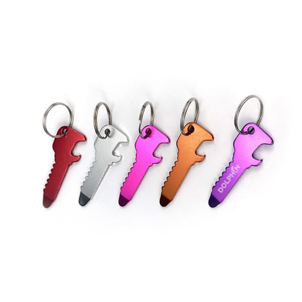 A drink bottle opener in the shape of a key, available in red, silver, pink, orange, and purple, with a keychain. Key Shape Beer Bottle Opener With Keychain - Image 1