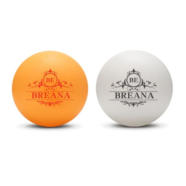 A set of two table tennis balls, one orange and one white, featuring a decorative logo. ABS Table Tennis Ball - Image 1