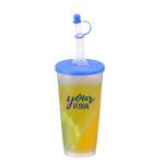 Plastic Twin Split Cup With Straw