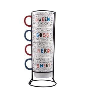 Ceramic Stacking Mug Set With Stand