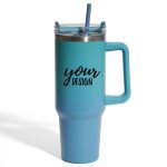 40 oz. Stainless Steel Cup With Handle And Straw